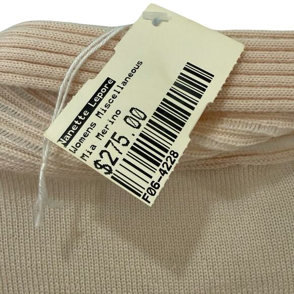 Nanette Lepore Blush Pink Sequin Collar Button Up Merino Wool Cardigan sz L NEW - Picture 11 of 11